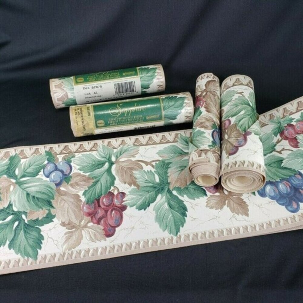 Sapphire Wallpaper Border Grapes Iridescent Ready‎ Pasted Rolls 60 ft Total READ